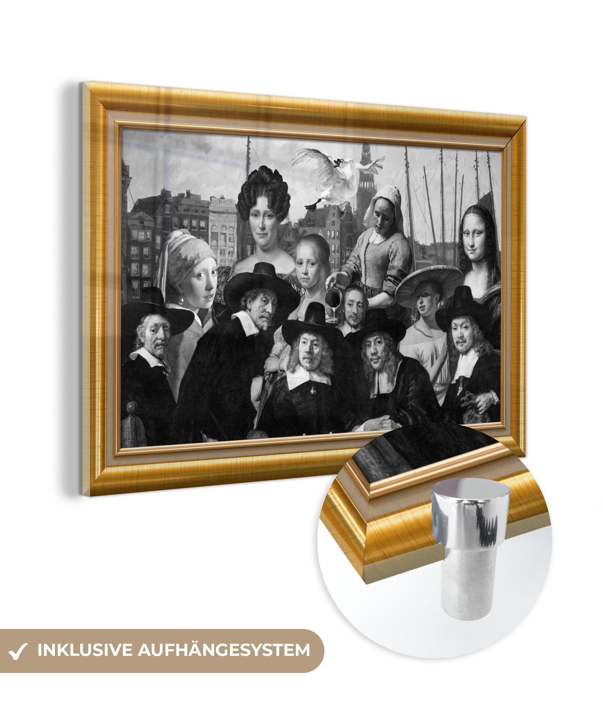 MuchoWow Acrylglasbild Alte Meister - Kunst - Liste - Gold, (1 St), Glasbilder - Bilder auf Glas Wandbild - Foto auf Glas - Wanddekoration