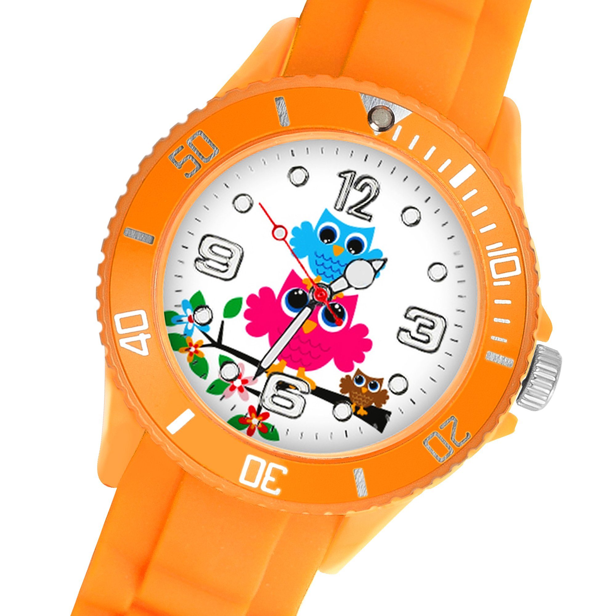 Taffstyle Quarzuhr Kinder Armbanduhr Silikon Eulen Analog Uhr Bunt, Mädchen Sportuhr Bunte Kinderuhr Farbige Lernuhr Eule Silikonuhr Süß