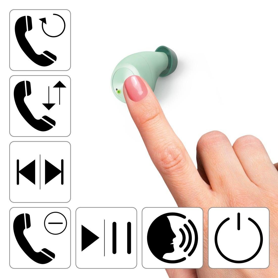 Hama Bluetooth-Kopfhörer kompatibel Sprachsteuerung, Siri, Spritzwasserschutz, Assistant, Ladebox) mit Alltag, AVRCP (Freisprechfunktion, True True für Steuerung Siri, Wireless Sport A2DP ultraleicht, Musik, Bluetooth, In-Ear Google integrierte Sprachsteuerung IPX HFP, Bluetooth, Google Wireless, grün Bluetooth-Kopfhörer und und Now, Anrufe 4 für