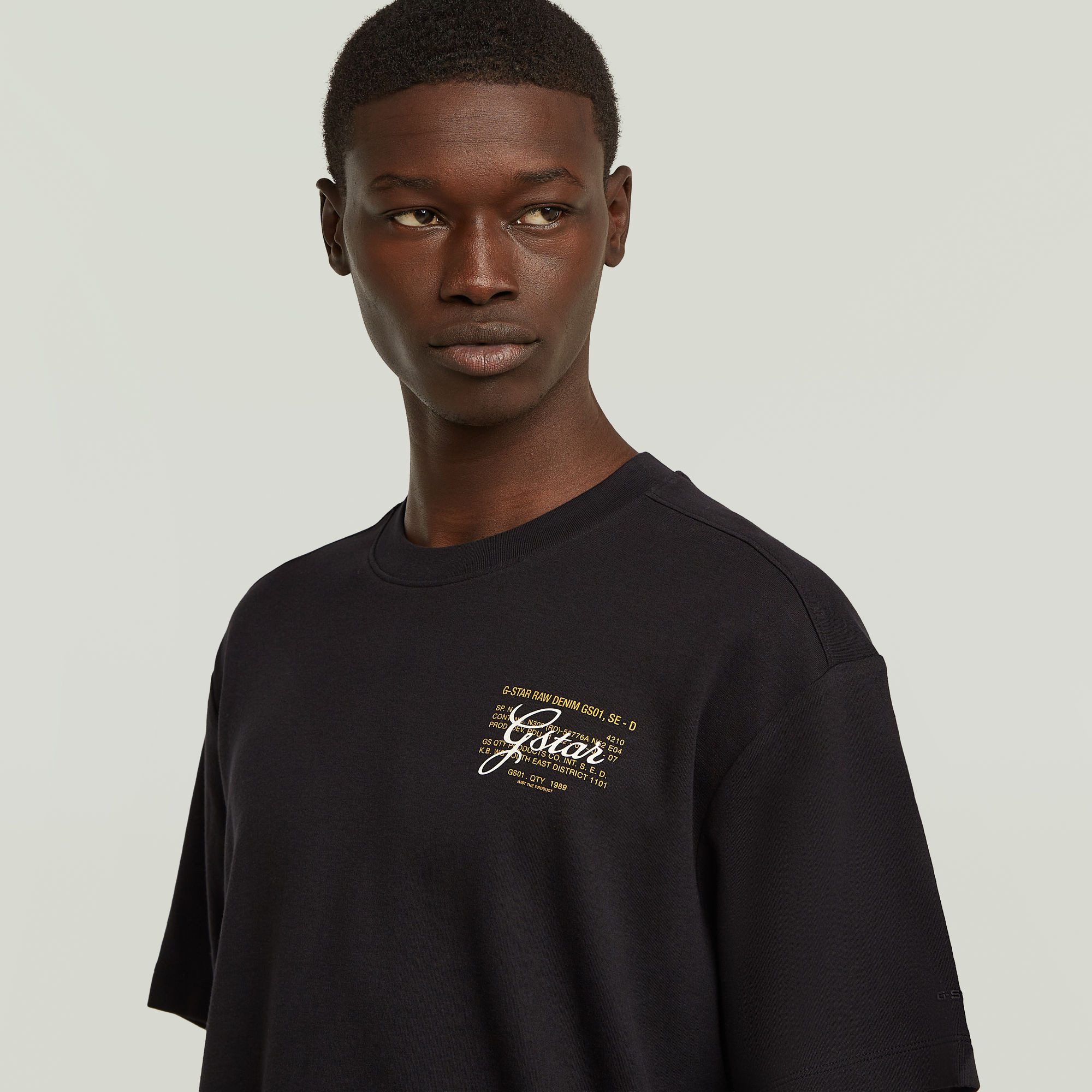 G-STAR T-Shirt Script mit kleinem Print auf der Brust, Regular Fit