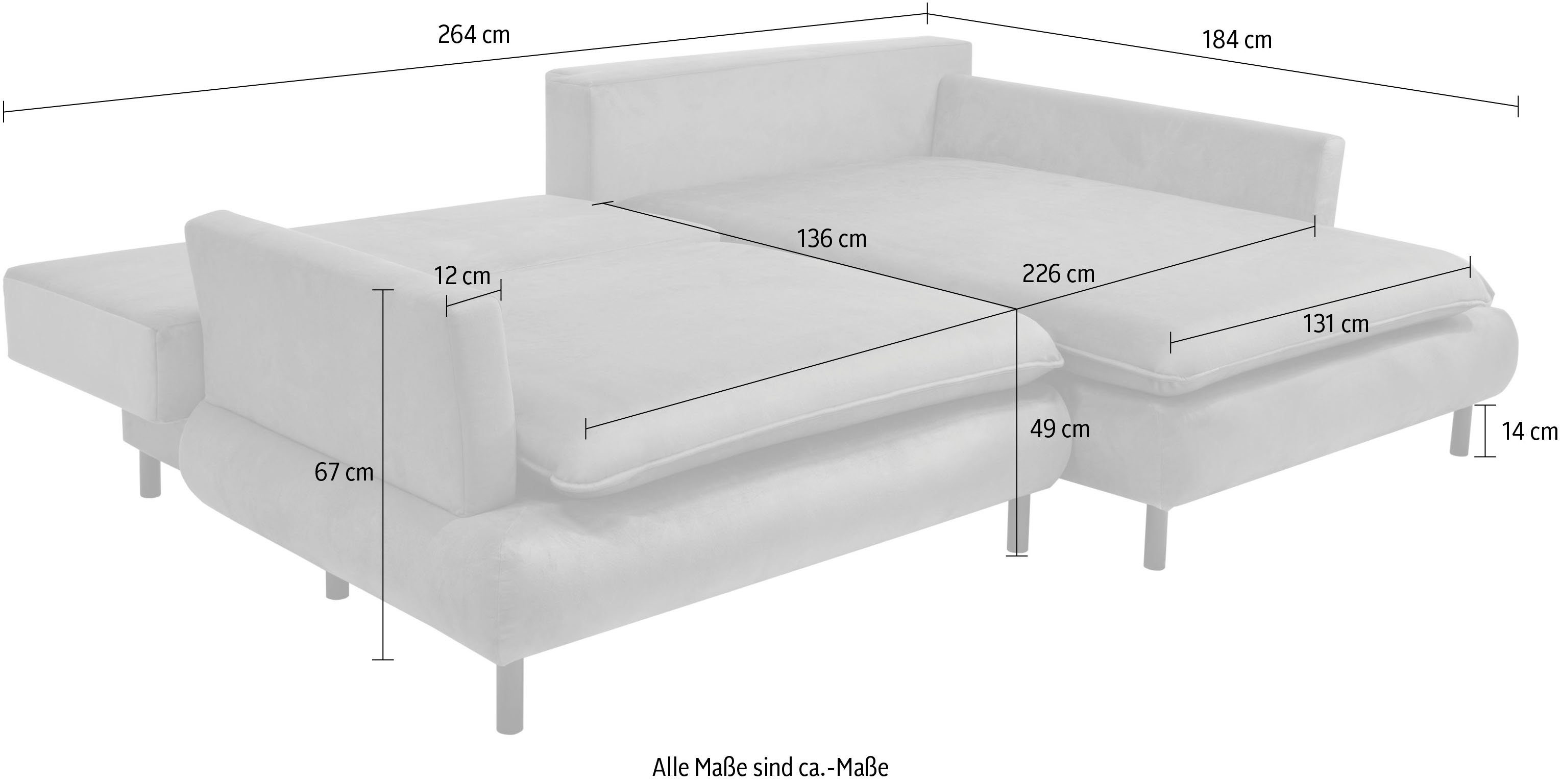 beige Nelson, und Ecksofa AB COLLECTION Bettkasten mit Bettfunktion