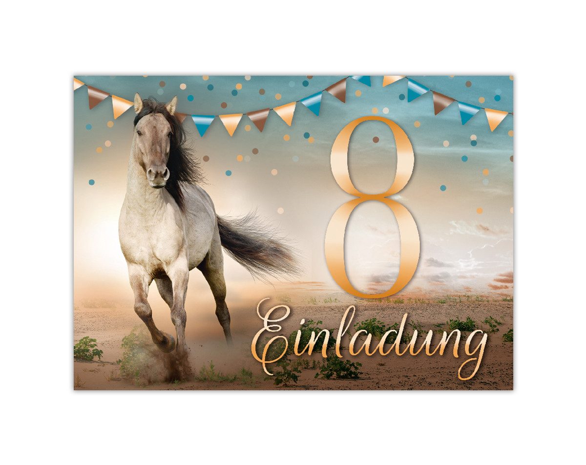 Einladungskarten Pferd Einladungen zum 8. Kindergeburtstag Fohlen Karten Mädchen
