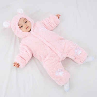 Babydecke Baby-Overalls,Baby-Jumpsuits mit Kapuze,Babydickere Kleidung, Baby Ja, Bären-Fußabdrücke