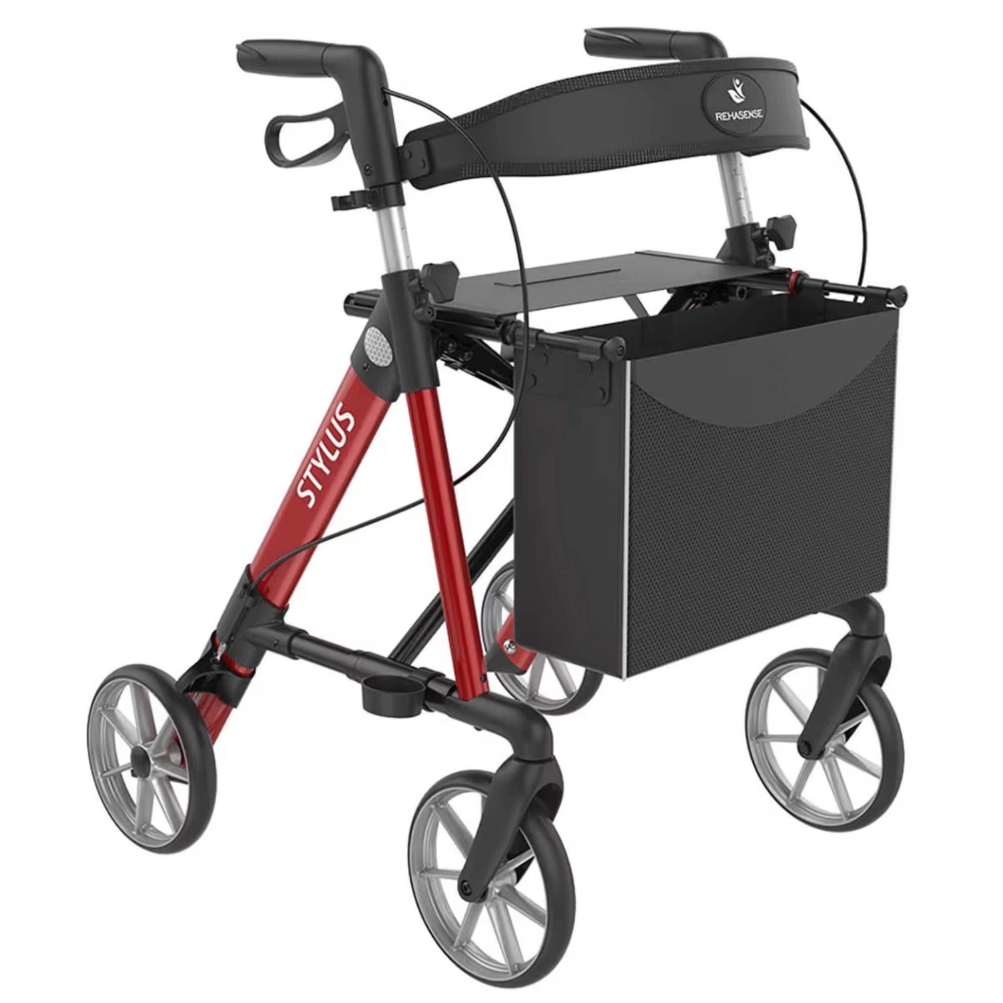 Rehasense Rollator Rollator Stylus - Rollator Aluminium Leichtgewicht, Sitzhöhe 53/60 cm