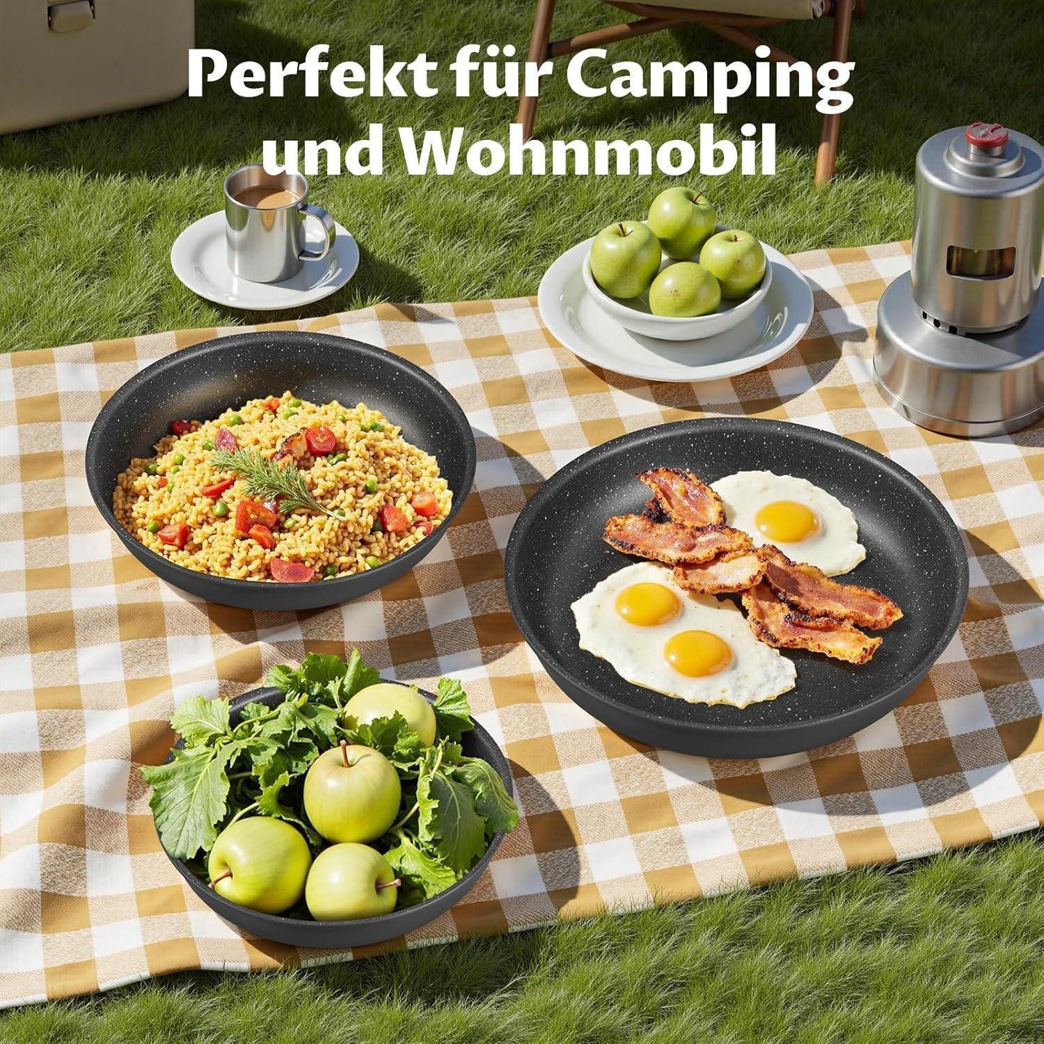 LuxusKollektion Pfannen-Set Pfannen-Set 4-tlg 20 24 28 cm abnehmbarer Griff Induktion Antihaft