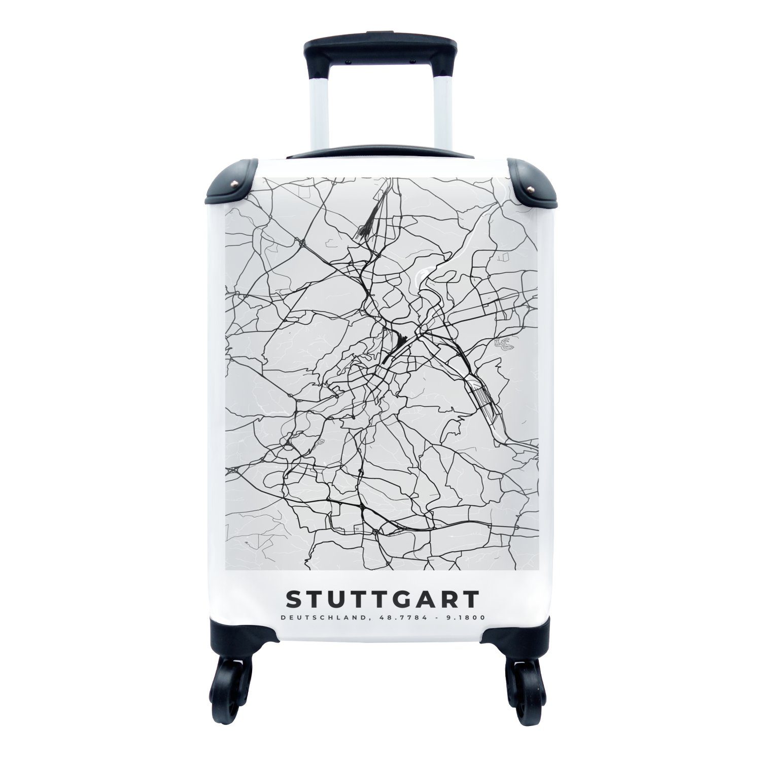 MuchoWow Handgepäckkoffer Deutschland - Stadtplan - Stuttgart - Karte, 4 Rollen, Reisetasche mit rollen, Handgepäck für Ferien, Trolley, Reisekoffer