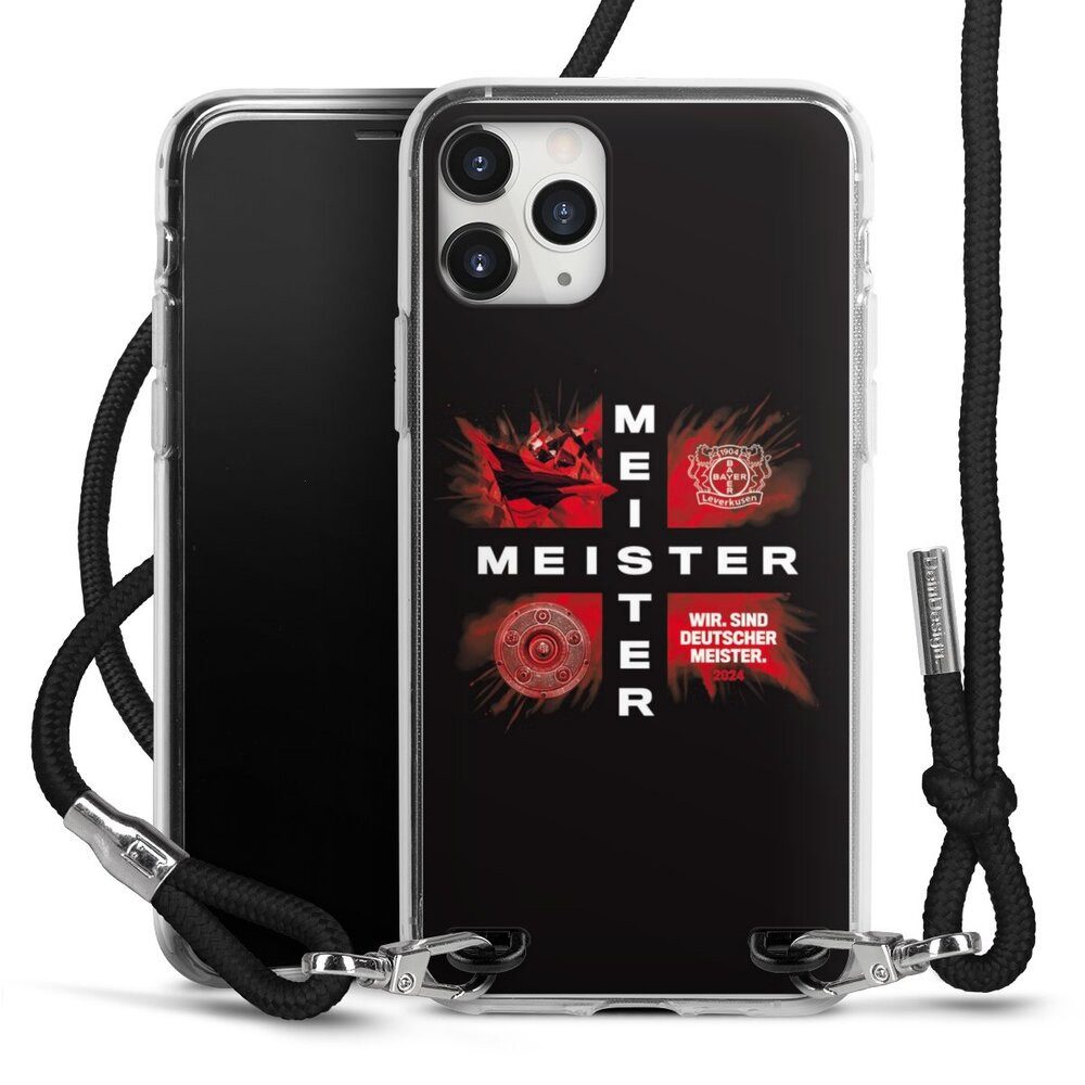 DeinDesign Handyhülle Bayer 04 Leverkusen Meister Offizielles Lizenzprodukt, Apple iPhone 11 Pro Max Handykette Hülle mit Band Case zum Umhängen