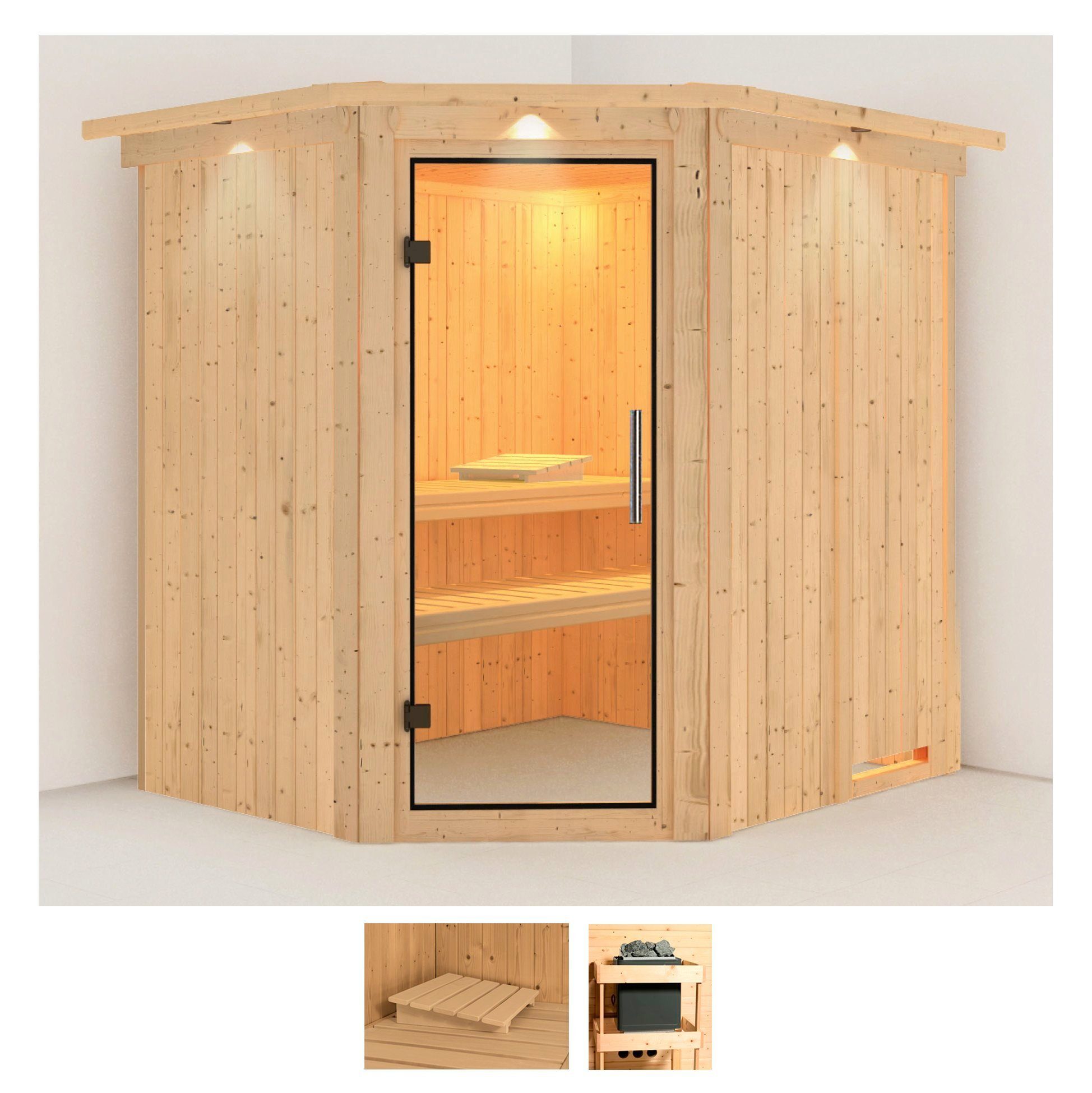 Karibu Sauna Stine, BxTxH: 210 x 184 x 202 cm, 68 mm, (Set) ohne Ofen