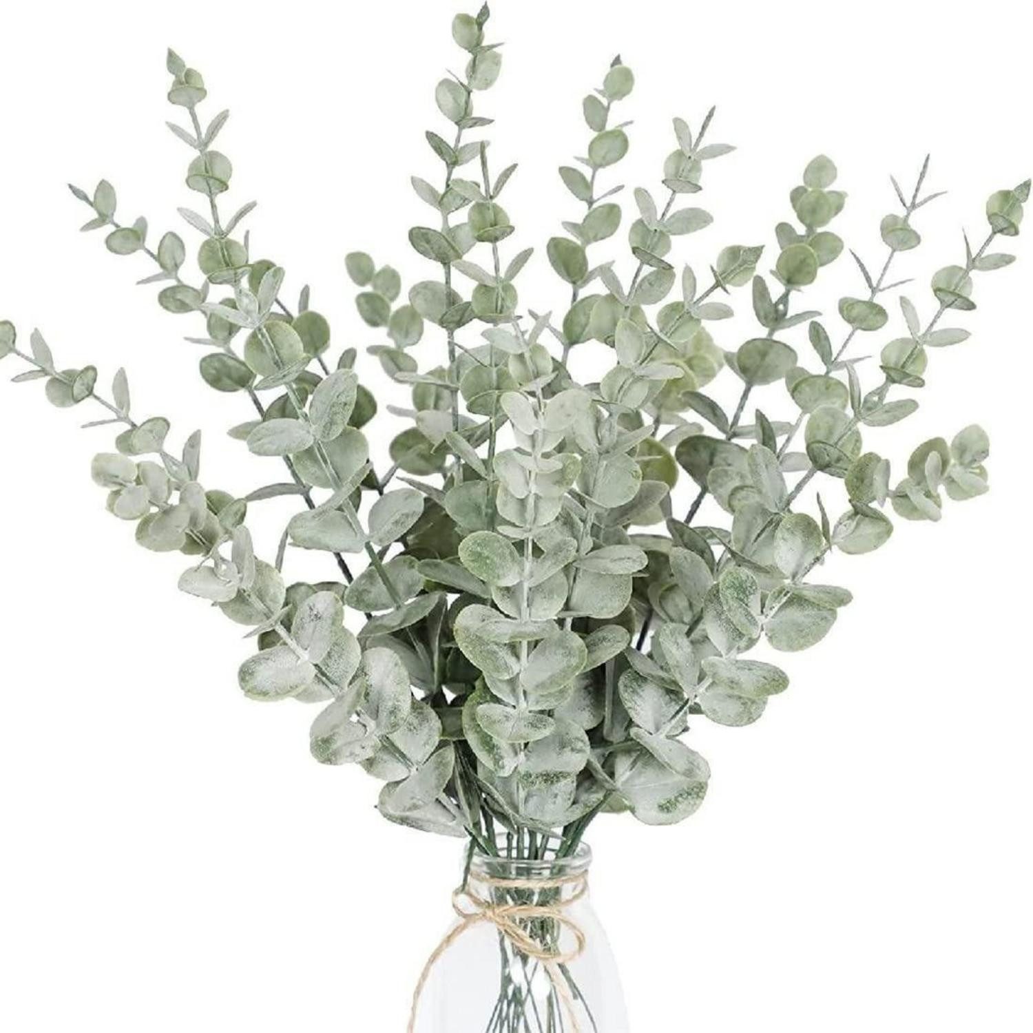 Kunstzweig Künstliche Eukalyptusblätter 18 Stk. ca. 38cm, LuxusKollektion, Höhe 1 cm