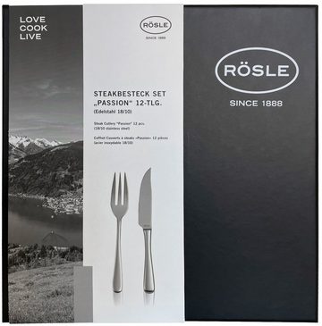 RÖSLE Steakbesteck Passion (12-tlg), 6 Personen, Edelstahl 18/10, Klingenstahl, spülmaschinengeeignet