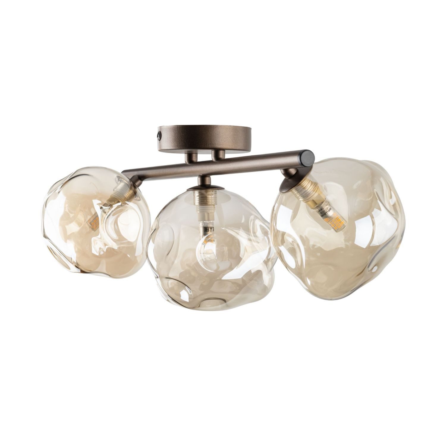 Licht-Erlebnisse Deckenstrahler UMERA, ohne Leuchtmittel, Metall Rauchglas G9 verstellbar Braun Cognac 3-flammig länglich