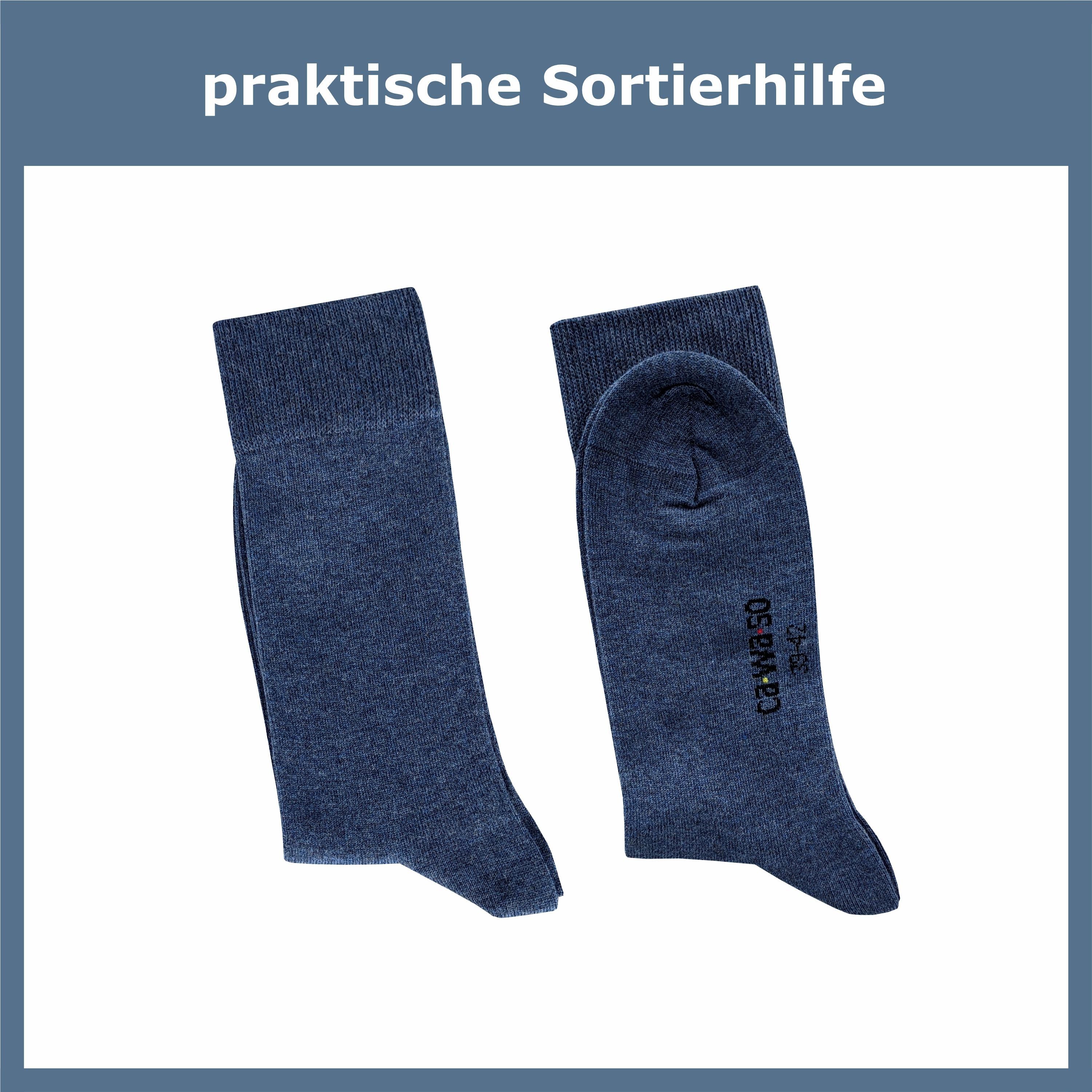 Socken Farben in Socken bunt, doppelt jeans grau, schwarz, & weich (10 weiteren Baumwolle blau bequem ca·wa·so Damen und gekämmter Paar) Herren & für - aus -