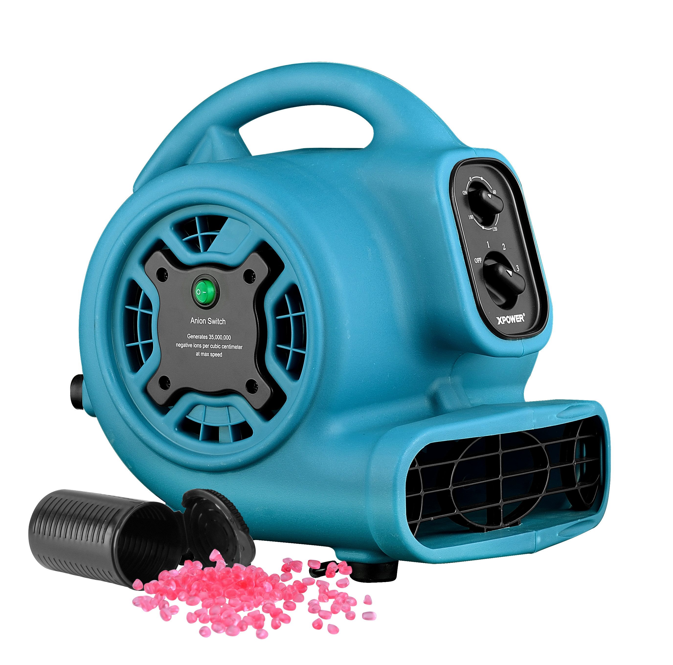 XPOWER Bodenventilator Bodenventilator Aromatherapie-Luftzirkulator mit Timer & Ionisator, 180W, 700CFM, 220-240V, 3H Timer, Negativ-Ionen-Generator