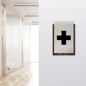Kreative Feder Hinweisschild "Erste Hilfe" - modernes Business-Schild aus Holz und Alu, für Innenräume; ideal für Büro, Schule, Universität
