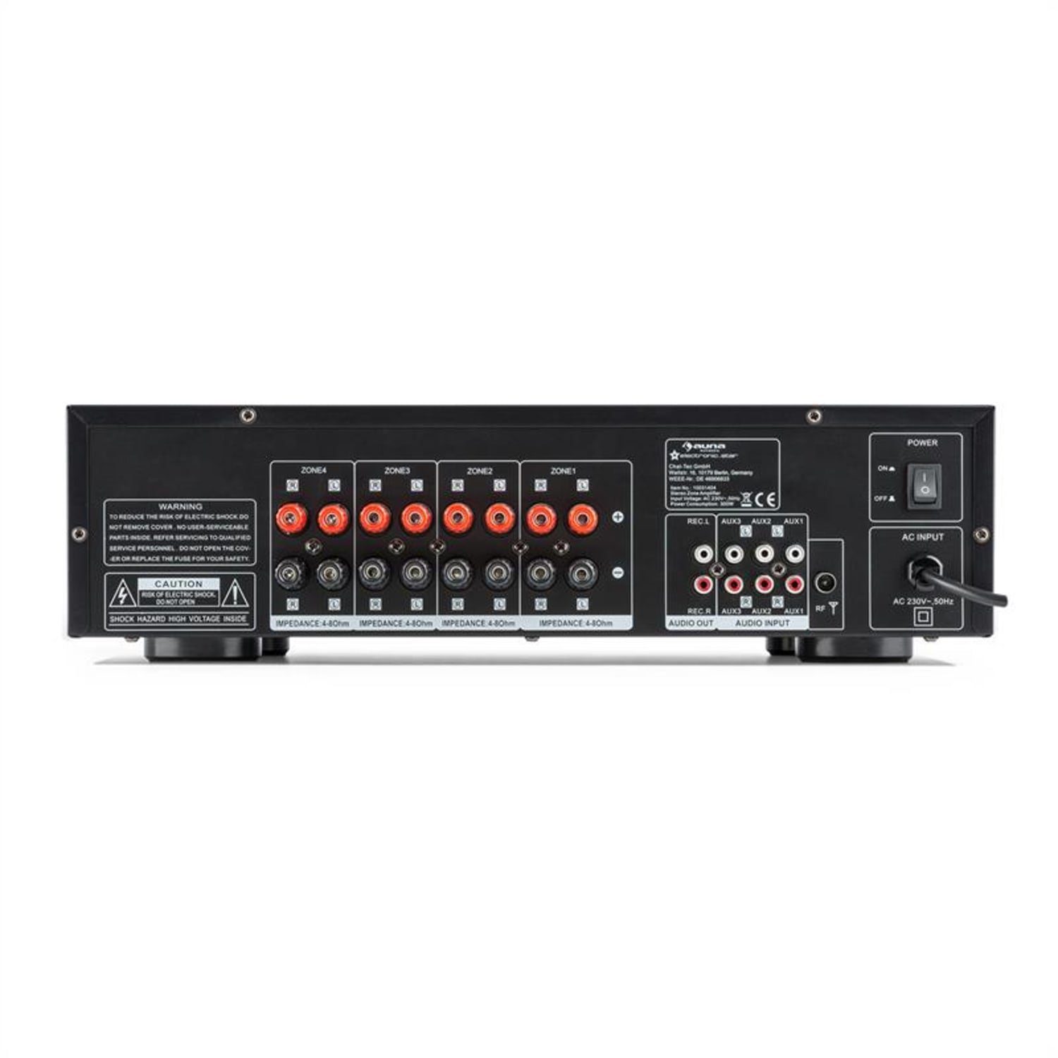 (Anzahl Kanäle: 4-Kanal, W) Schwarz AV2-CD850BT 400 Auna Audioverstärker