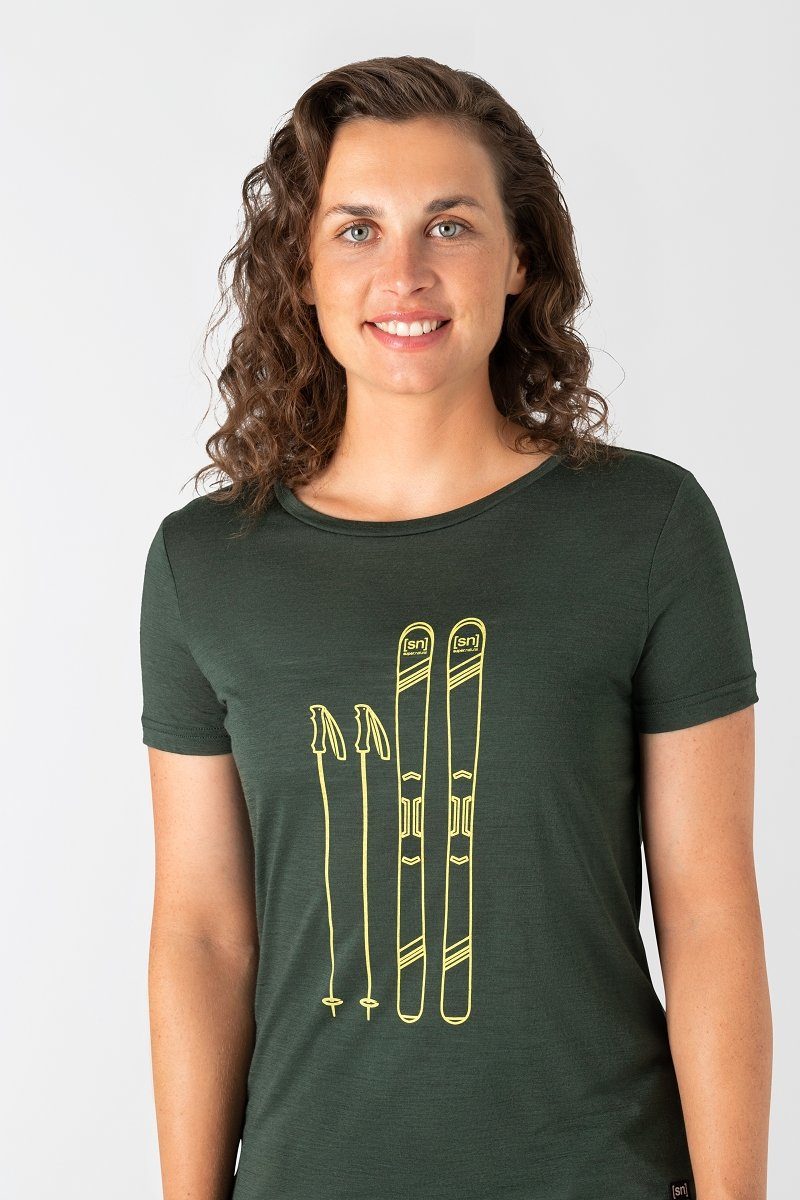 SUPER.NATURAL Print-Shirt Merino T-Shirt W SKIING TEE bequemer Merino-Mater günstig online kaufen