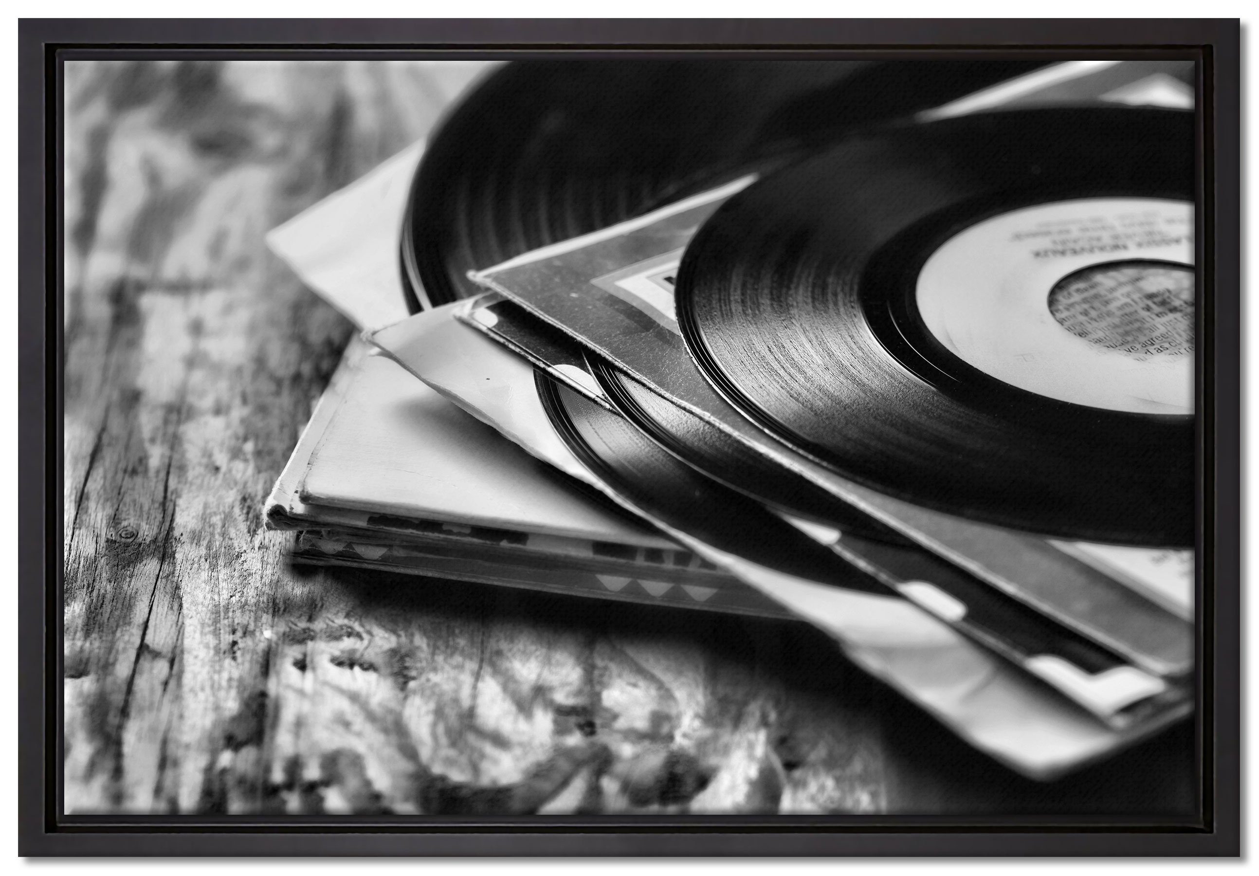 Pixxprint Leinwandbild Mixtape, Schallplatte, DJ, Wanddekoration (1 St), Leinwandbild fertig bespannt, in einem Schattenfugen-Bilderrahmen gefasst, inkl. Zackenaufhänger