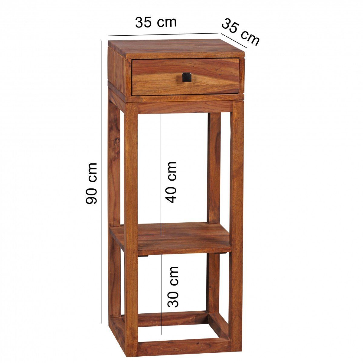 möbelando Beistelltisch Beistelltisch Anstelltisch x Telefontisch Massivholz Sheesham MUMBAI 90 35 Anstellti, MUMBAI x cm Schublade mit 35 Massivholz Beistelltisch Sheesham