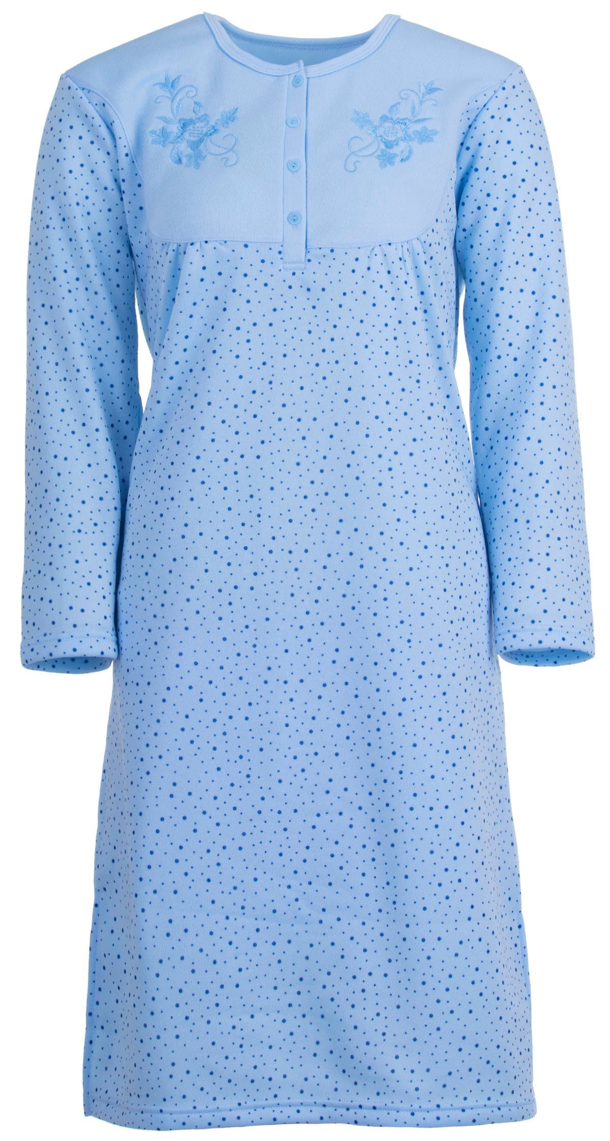 zeitlos Nachthemd Thermo Nachthemd - Punktemix mit Stickerei günstig online kaufen
