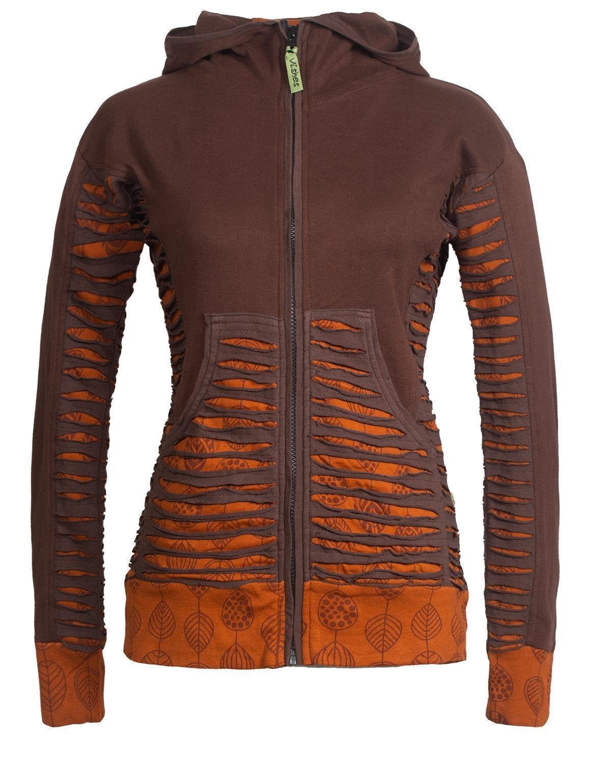 Vishes Kapuzensweatjacke Bedruckte Hoodie Kapuzenjacke Kangurutasche günstig online kaufen