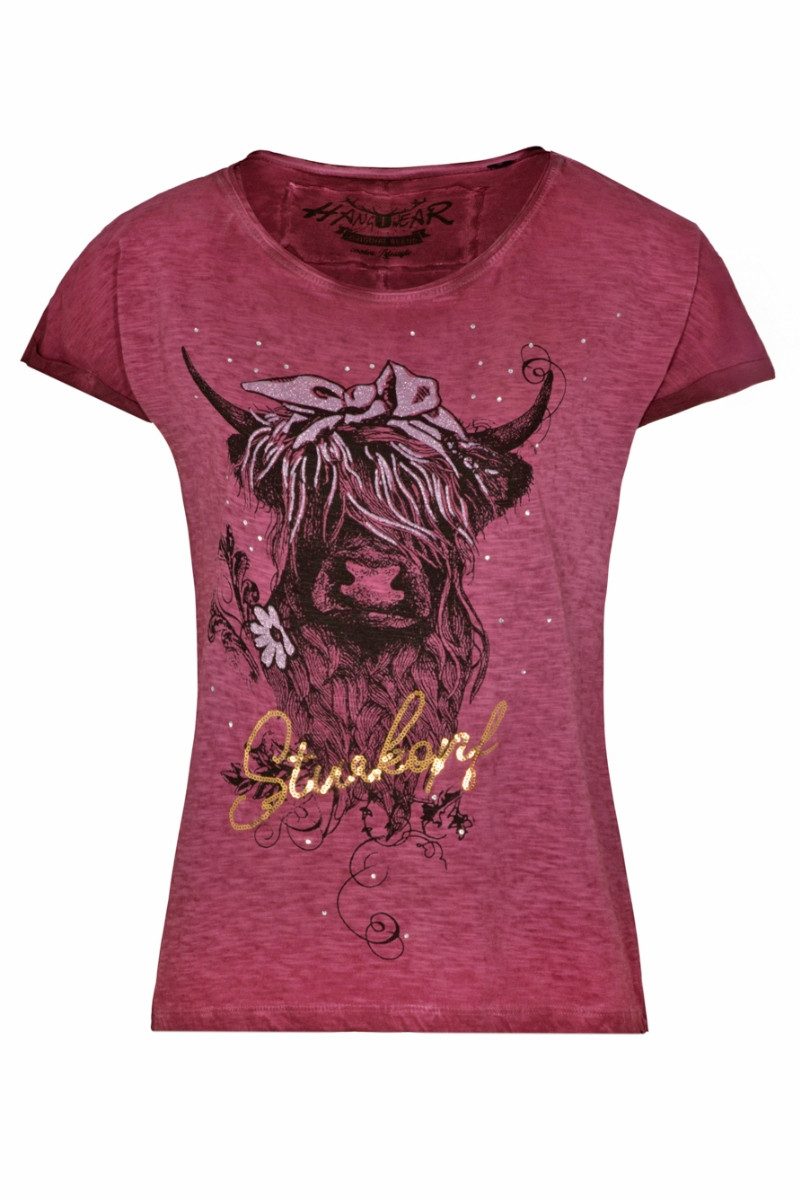 Hangowear Trachtenshirt Trachtenshirt Damen - BRONJA - weinrot