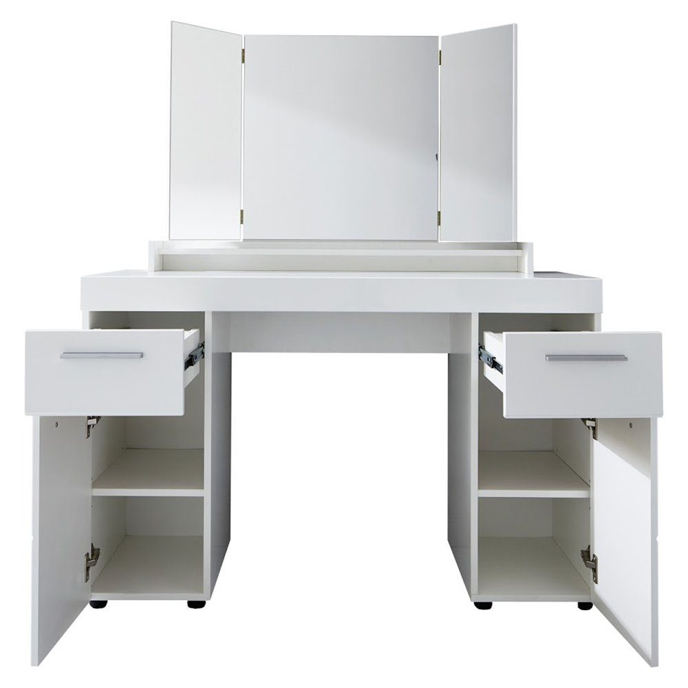 trendteam Schminktisch Amanda, Spiegel Schminkkommode Kosmetiktisch Frisiertisch Weiß 120x141x41cm