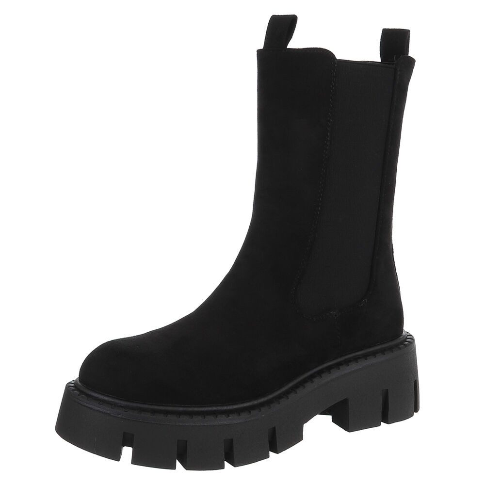 Ital-Design Stylische schwarze Stiefel mit robuster Sohle für Damen Plateau günstig online kaufen