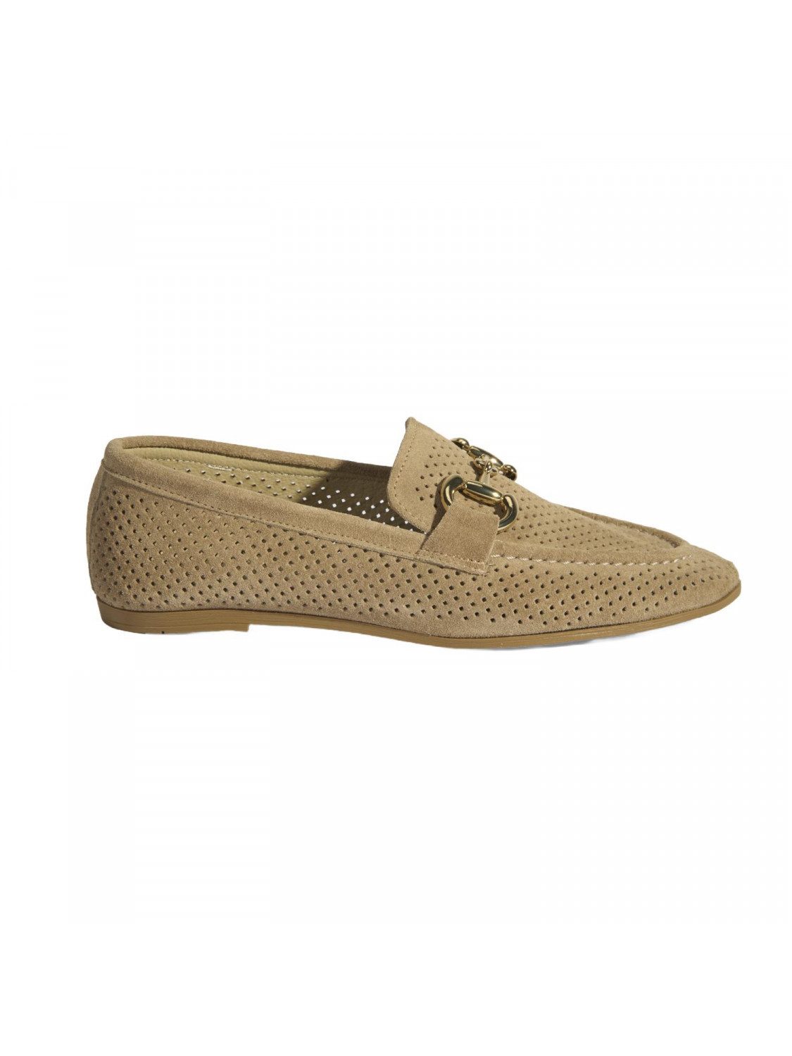 Desa Desa Damen-Slipper aus Wildleder – Atmungsaktives Lederfutter, flacher Mokassin