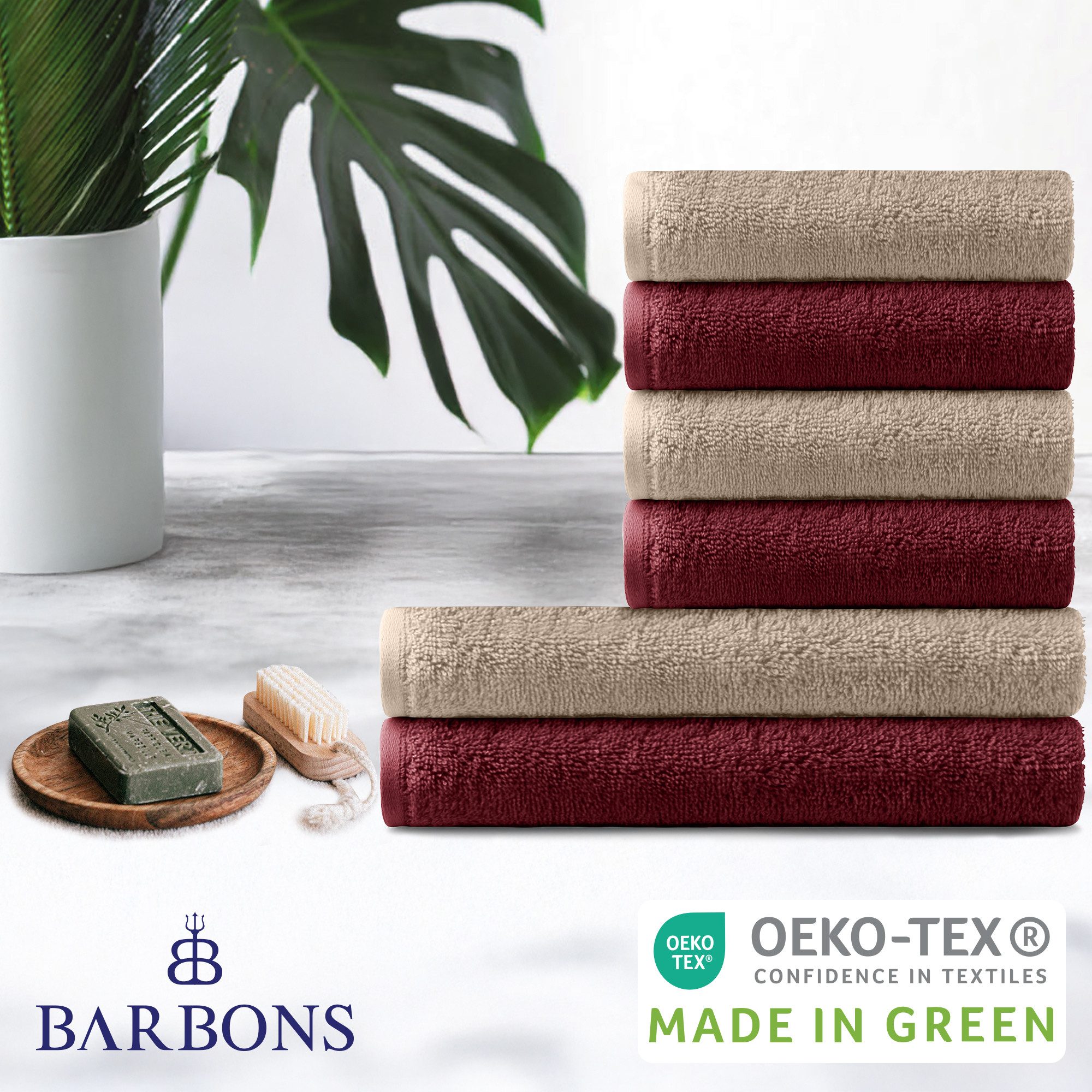 BARBONS Handtuch Set Handtücher 6-tlg, 2x günstig online kaufen