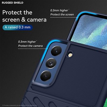 CoolGadget Handyhülle Blau als 2in1 Schutz Cover Set für das Samsung Galaxy S21 FE 6,4 Zoll, 2x Glas Display Schutz Folie + 1x TPU Case Hülle für Galaxy S21 FE
