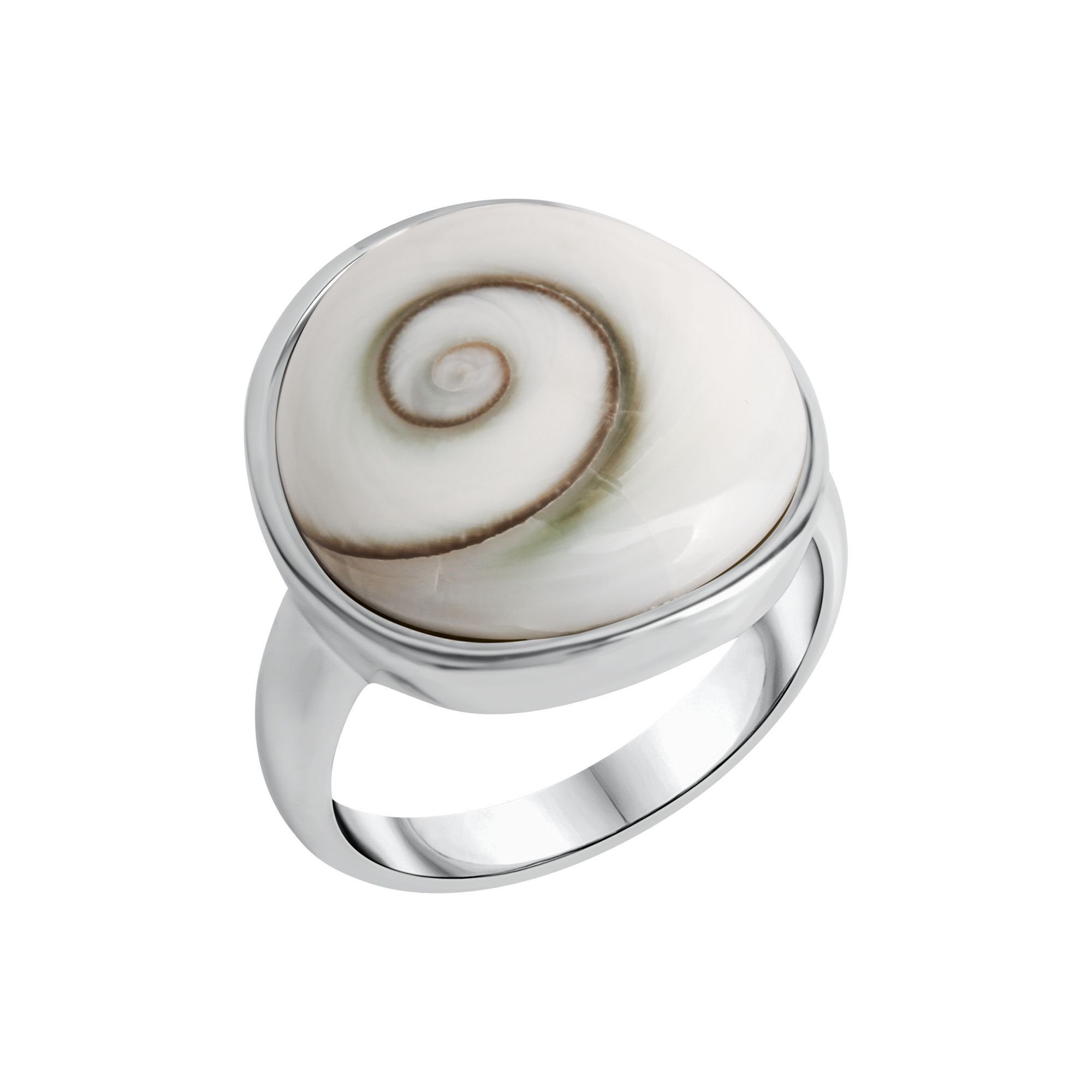 Vivance Fingerring 925/- Sterling Silber rhodiniert mit Muschel weiß