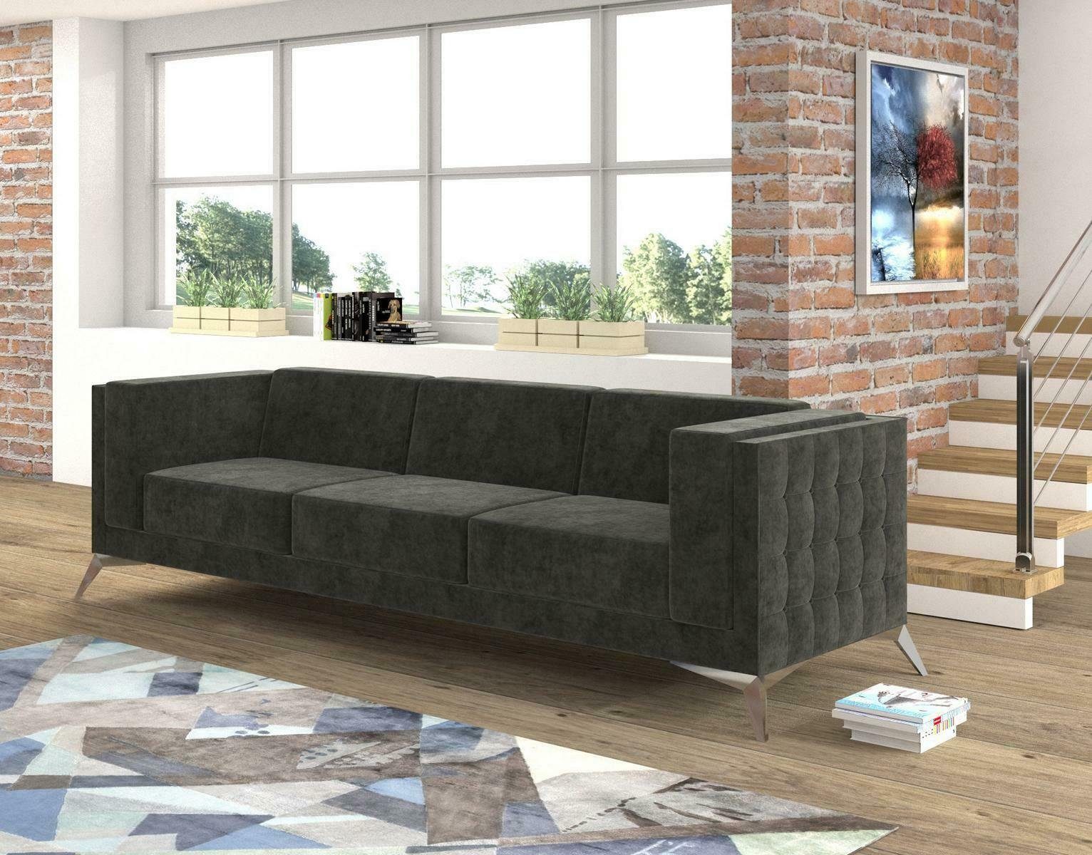 JVmoebel Sofa Design Sofa Couch Sitzer Couch Dreisitzer Sofas Dreisitzer 3 Neu, Polster Sofas Chesterfield Design 3 Sitzer Polster Neu Sofa