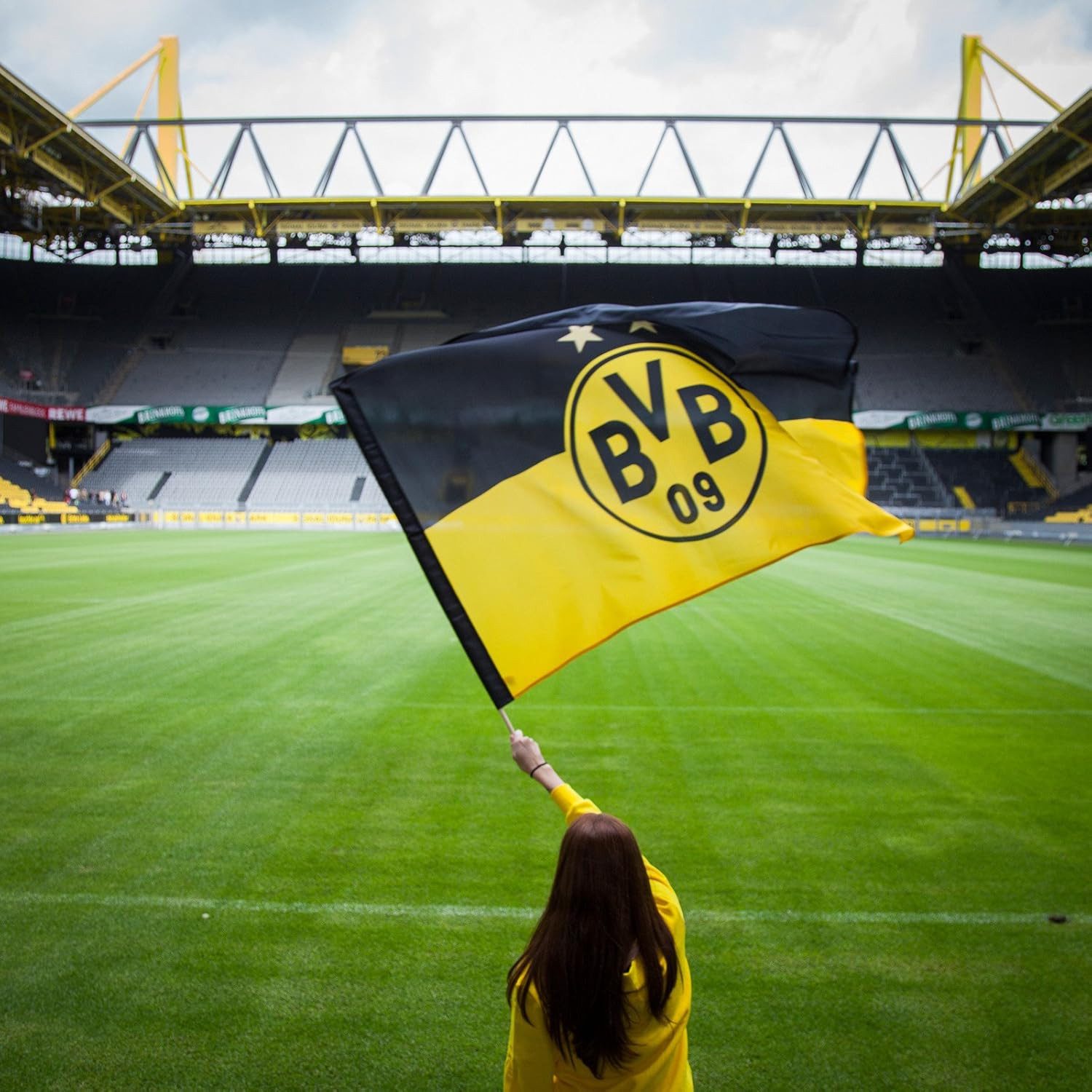 BVB Fahne BVB Stockfahne 90x60cm schwarz gelb