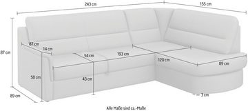 sit&more Ecksofa Panini L-Form, wahlweise mit Vorziehsitz und Bettkasten