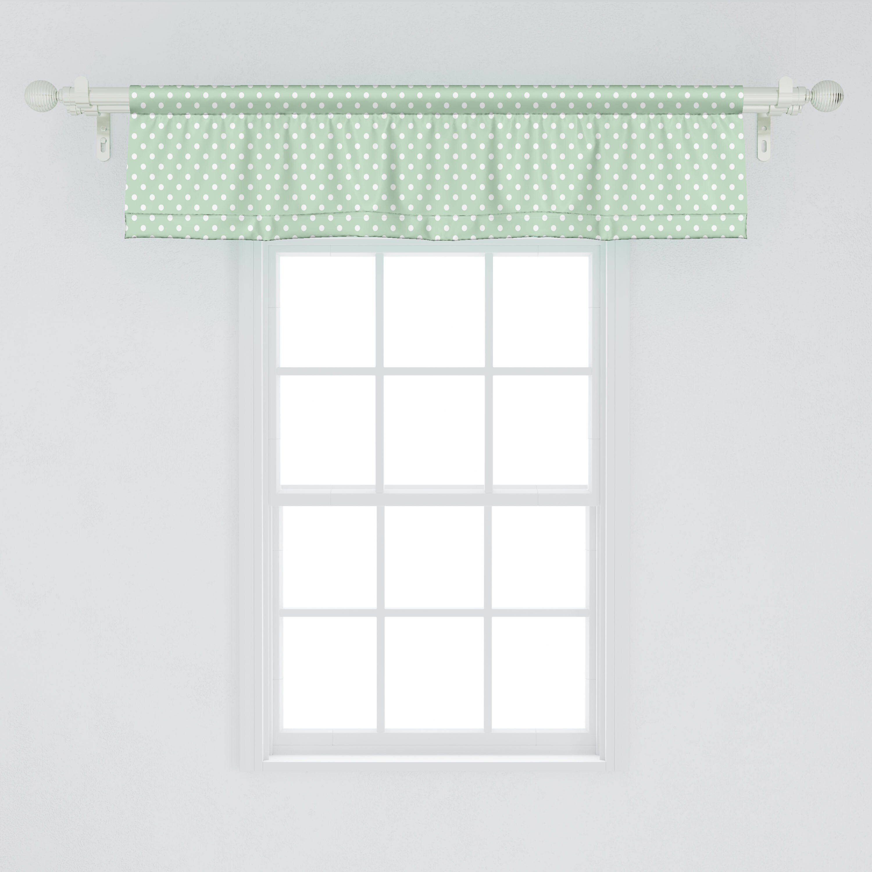 Scheibengardine Vorhang Volant für Küche Schlafzimmer Stangentasche, Weinlese-Frisch Microfaser, mit Dekor Abakuhaus, Klassische Minze