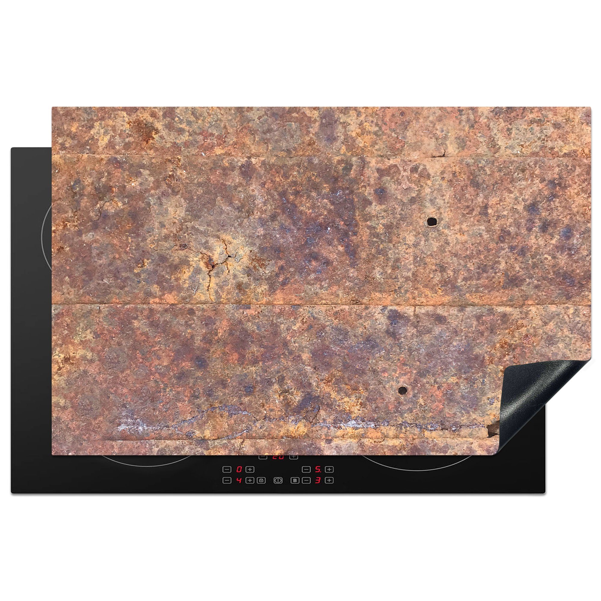 MuchoWow Herdblende-/Abdeckplatte Bleche - Rost - Stahl, Vinyl, (1 tlg), 81x52 cm, Induktionskochfeld Schutz für die küche, Ceranfeldabdeckung