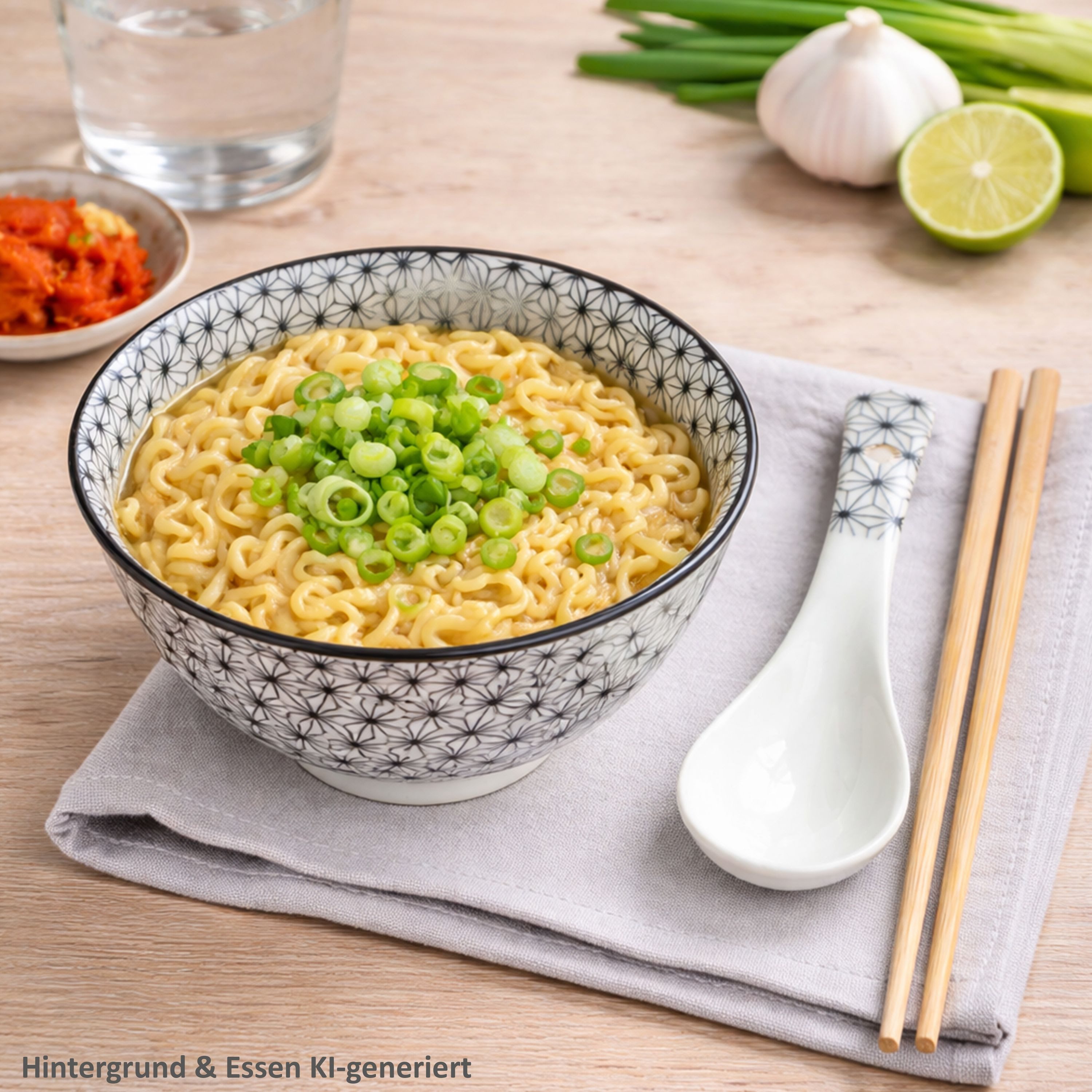 MamboCat Suppenschüssel MamboCat Sushi Set für 4 Personen Schalen Löffel Stäbchen Ramen Suppe, Keramik
