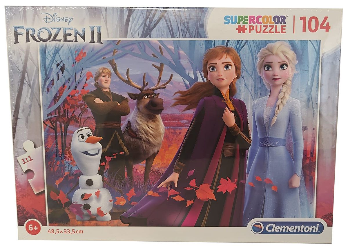 Clementoni® Puzzle Disney Frozen 2 - Puzzle - mit Anna Elsa Olaf Kristoff Sven 104 Teile, 104 Puzzleteile