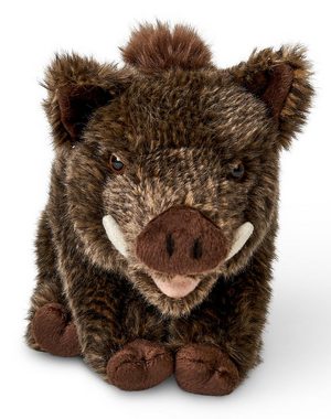 Uni-Toys Kuscheltier Wildschwein, sitzend - 18 cm (Höhe) - Plüsch-Schwein - Plüschtier, zu 100 % recyceltes Füllmaterial