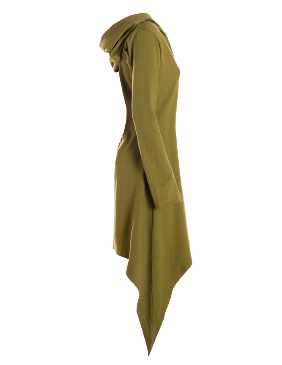 Vishes Langjacke Zipfeljacke Asymmetrischer Boho Cardigan mit Kapuze und Holzknöpfen Alternative Bekleidung, Ethno, Hippie, Retro Style