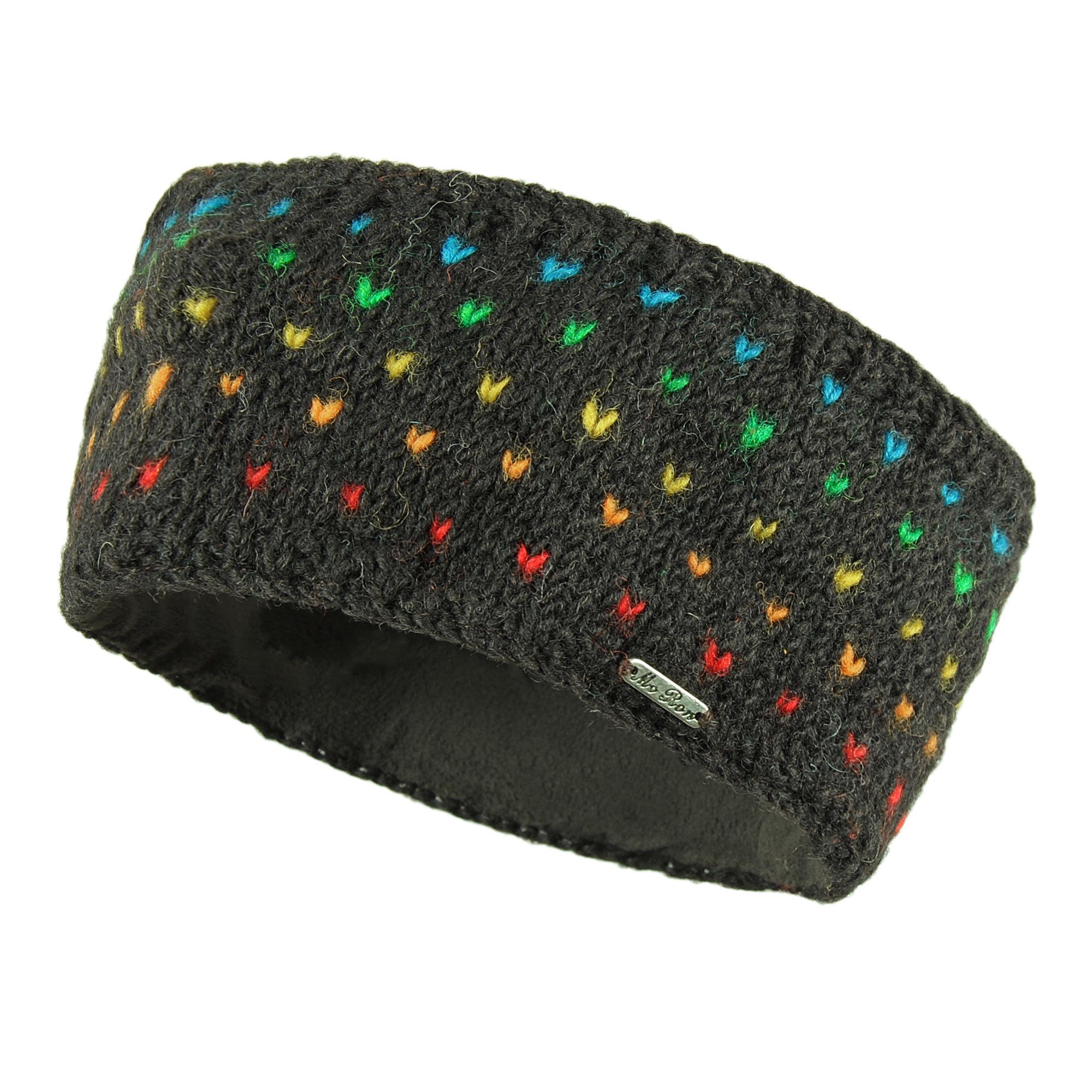 McRon Stirnband Modell Nadja Regenbogen gefüttert mit Fleece, hoher Schurwollanteil