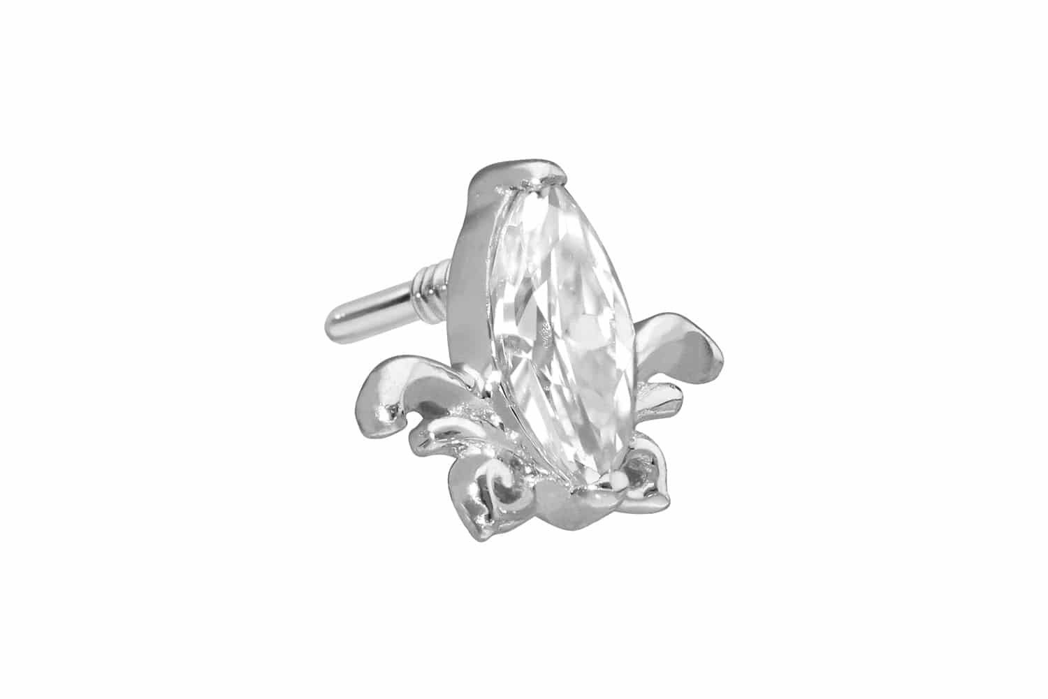 Piercing-Set 14 Karat Gold Schraubaufsatz mit Außengewinde MOISSANIT-LOTUSBLÜTE