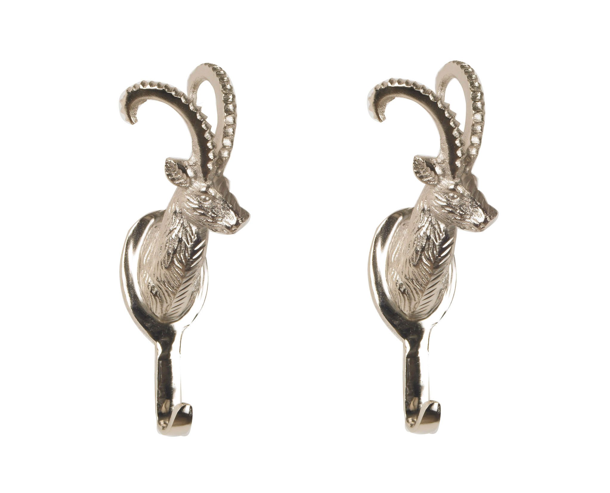 ARTRA Kleiderhaken Wandgarderobe 2er SET Kleiderhaken in silber "Steinbock" Wanddeko, (2-St)