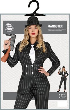 Fiestas Guirca Kostüm, Authentisches Mafia Gangster Damen Outfit mit Jackett, Bluse und Krawa