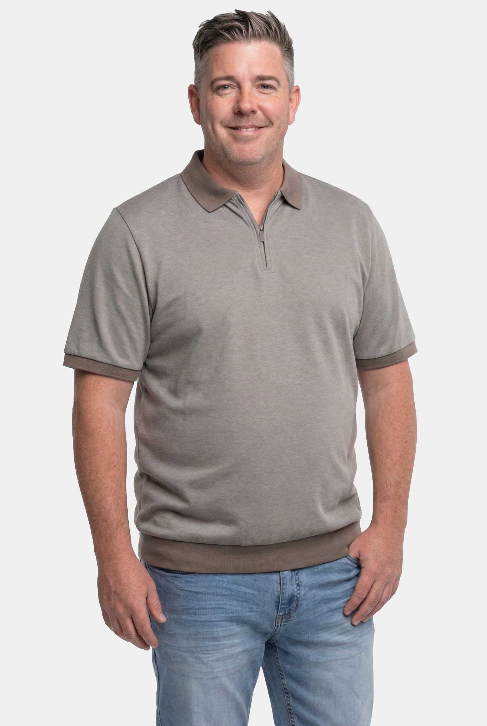 Poloshirt Poloshirt Bauchfit Pikee Zipper Halbarm