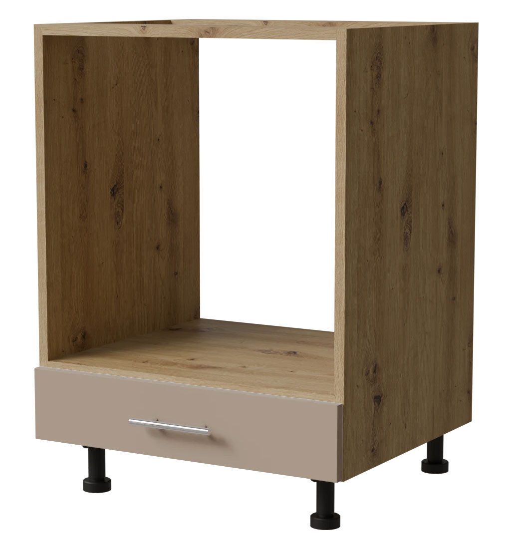 Feldmann-Wohnen Herdumbauschrank Brerra (D11K/60, 1 Gerätefach, 1 Klappe, 1-St., moderne Optik, lackierte Fronten, 60x50x82cm) Eiche Artisan / RAL 1019 graubeige Matt