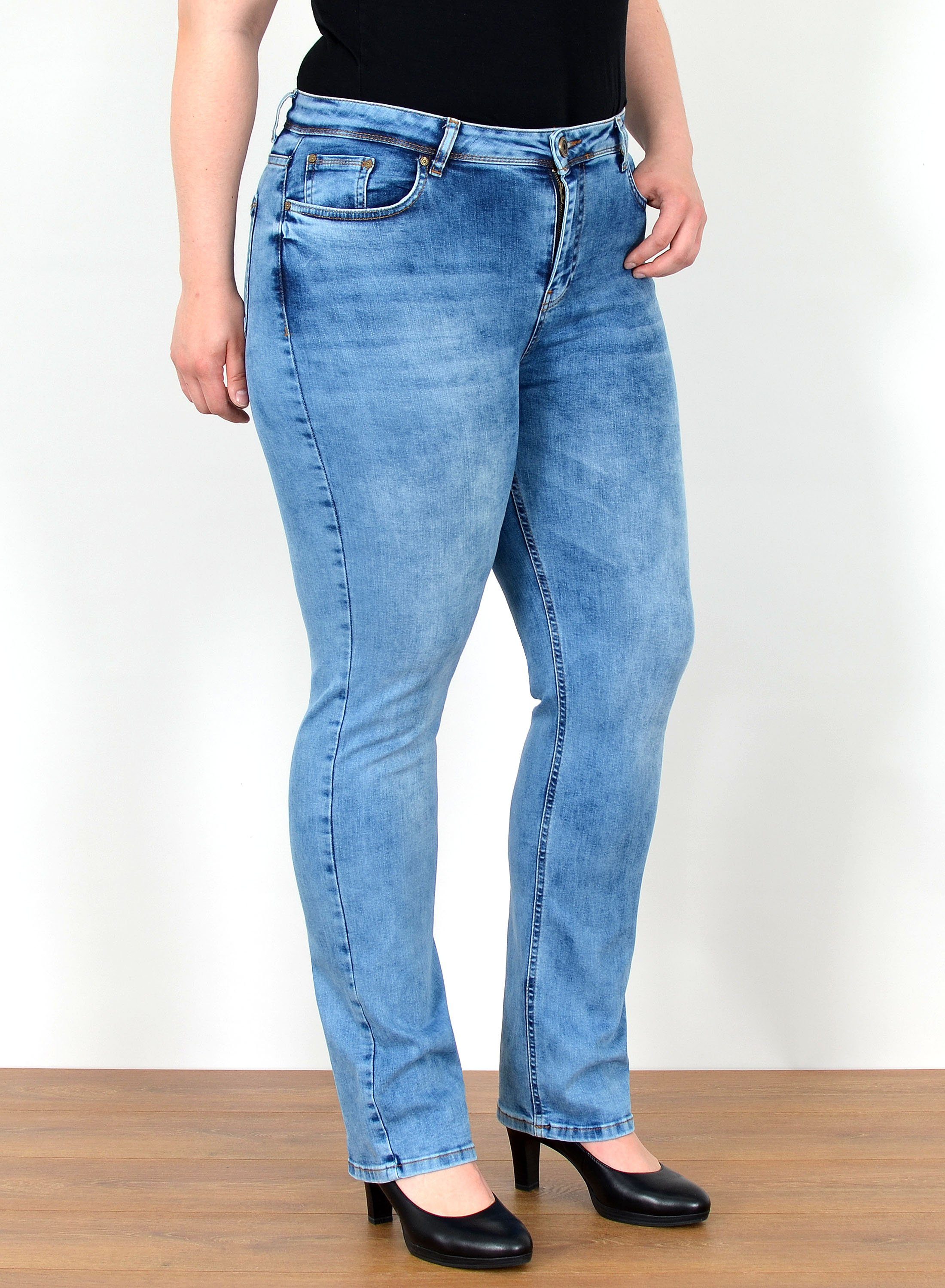 ESRA Straight-Jeans Straight Fit Jeans Damen High Waist Jeans-Hose Regular günstig online kaufen