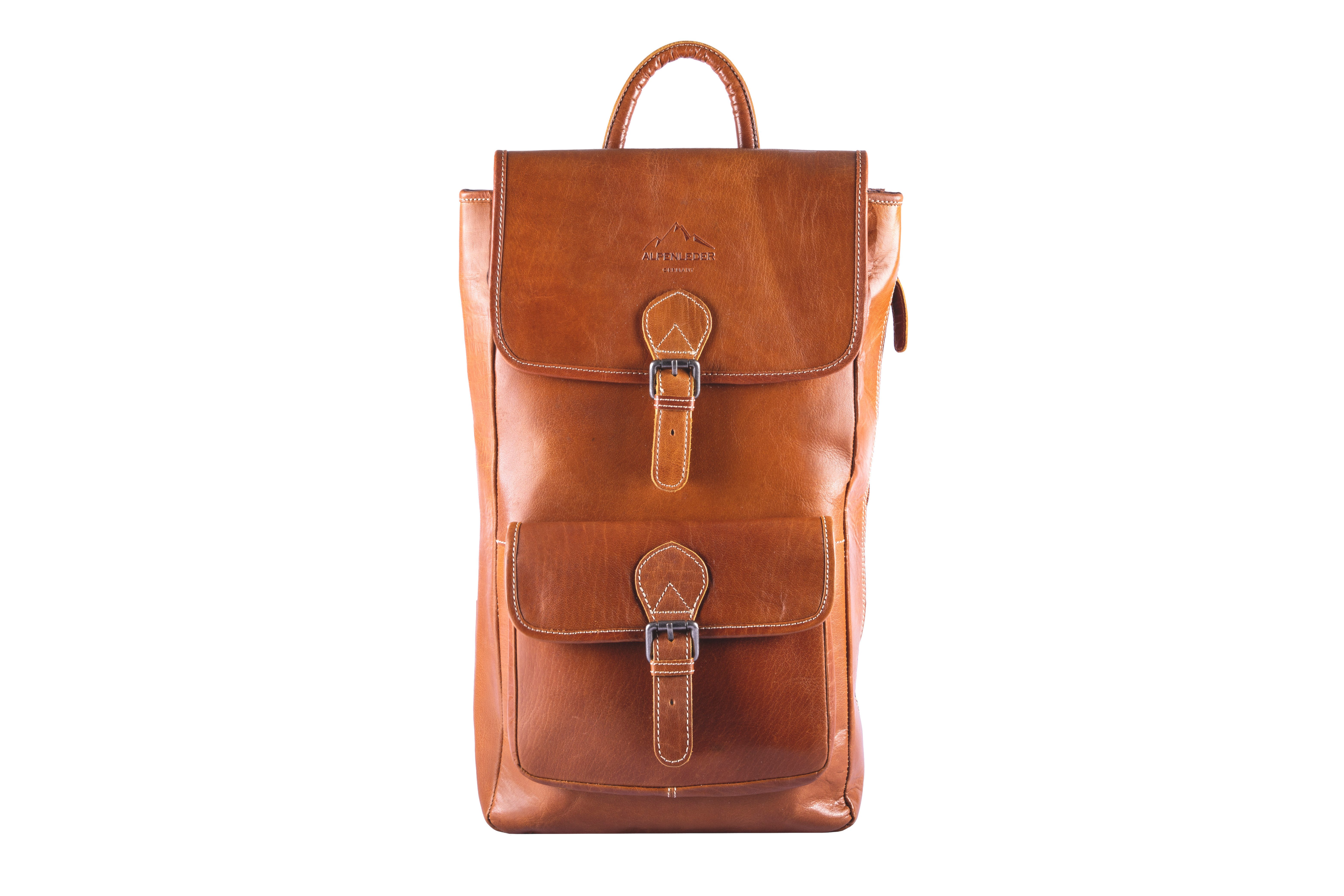 ALPENLEDER Tagesrucksack Business- und Freizeitrucksack Scrambler mit Laptopfach, aus Büffelleder