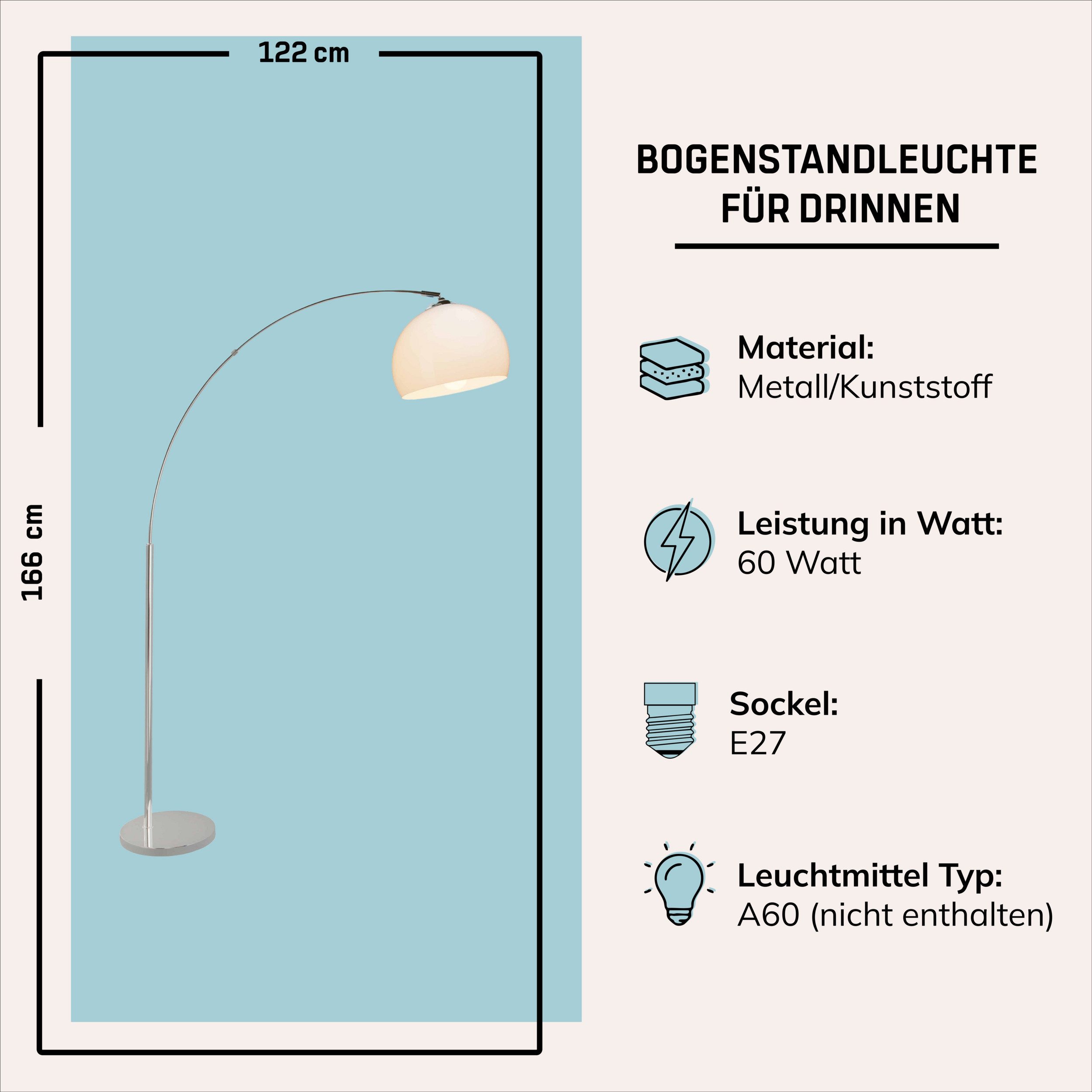 Lightbox Stehlampe, ohne Leuchtmittel, moderne Bogenlampe, Stehleuchte mit schwenkbarem Kopf und Fußschalter