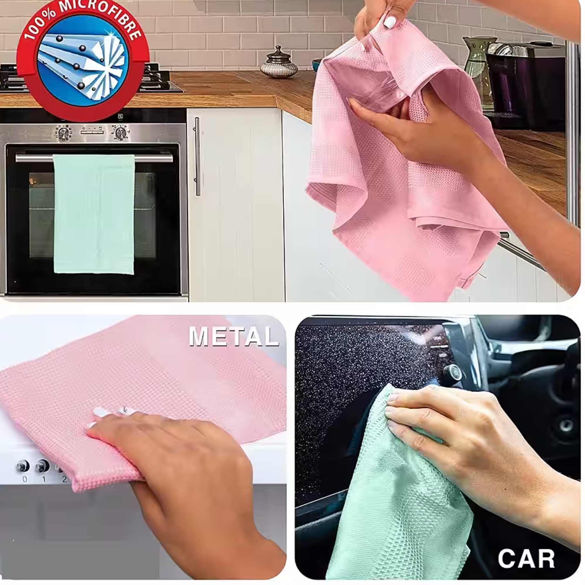 ALARA HOME Mikrofasertücher Putztücher Fenstertuch Mikrofaser Reinigungstüche Mikrofasertuch (1 Packung, 3-tlg., Geschirrtücher Mikrofaserputztücher Streifenfre – Bild 5 von 5